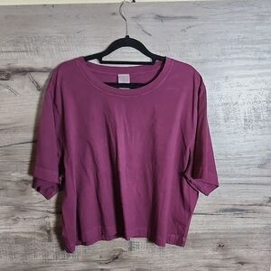 Calia Cotton Everyday Short Sleeve Tee In Ripe Boysenberry